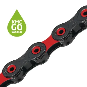 12V KMC DLC12 Waxed Zwart/Rood Ketting